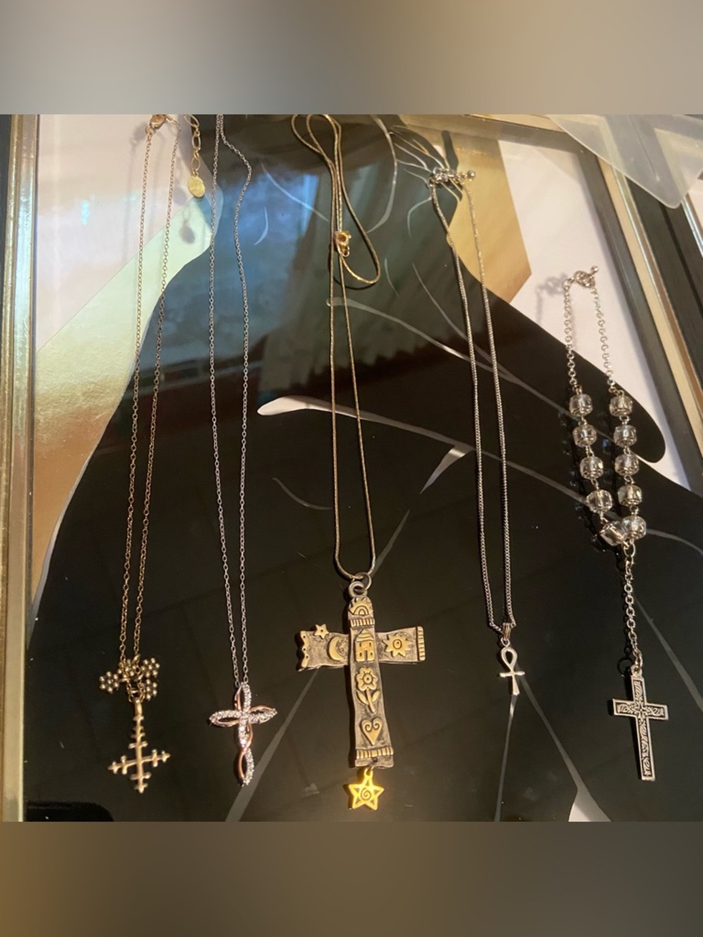 Mixed Metal Religious Lot– 4 Necklaces & A Bracelet #26